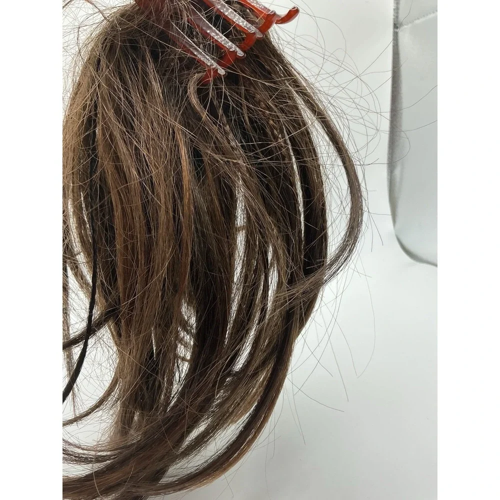 Women's Brown Clip-In Ponytail Hair Extension Medium Length Synthetic